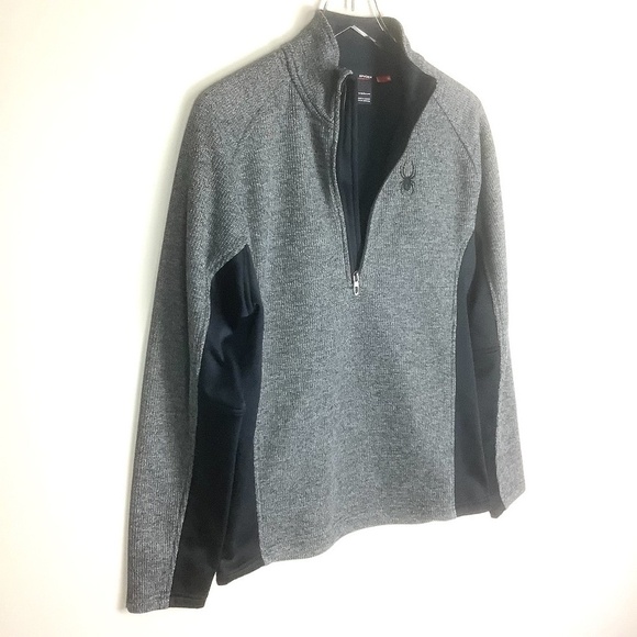 Spyder Men's Half Zip Up Jacket Heathered Black M - Picture 6 of 12